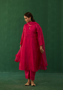 Fuchsia Beaded Kurta Set