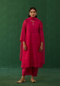 Fuchsia Beaded Kurta Set