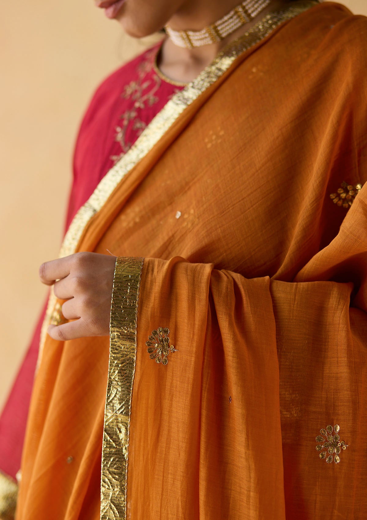 Scarlet Embroidered Lehenga Set