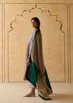 Load image into Gallery viewer, Slate and Emerald Colourblock Silk Kurta Set
