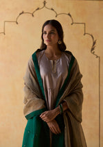 Load image into Gallery viewer, Slate and Emerald Colourblock Silk Kurta Set
