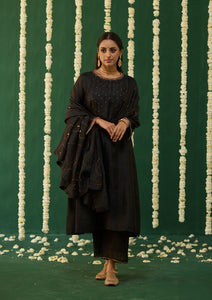 Midnight Black Embroidered Kurta Set