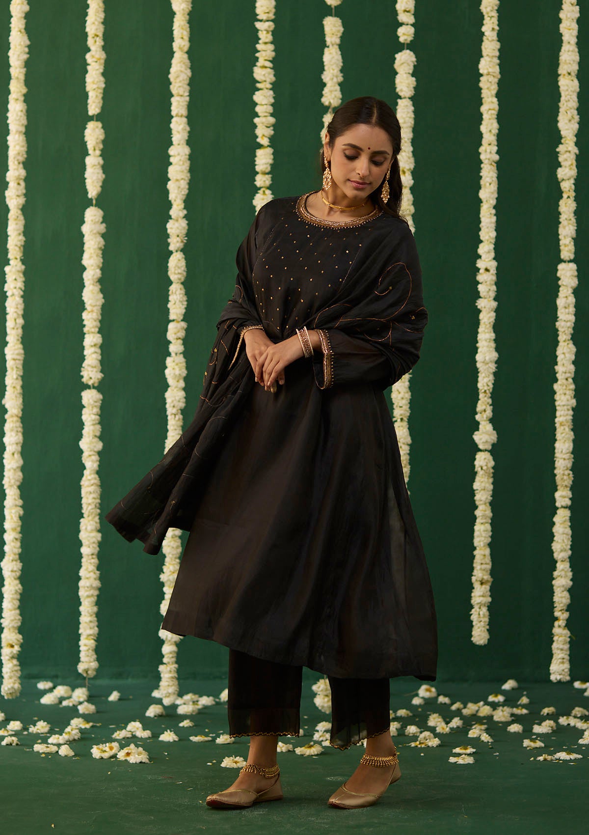 Midnight Black Embroidered Kurta Set