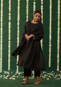 Midnight Black Embroidered Kurta Set