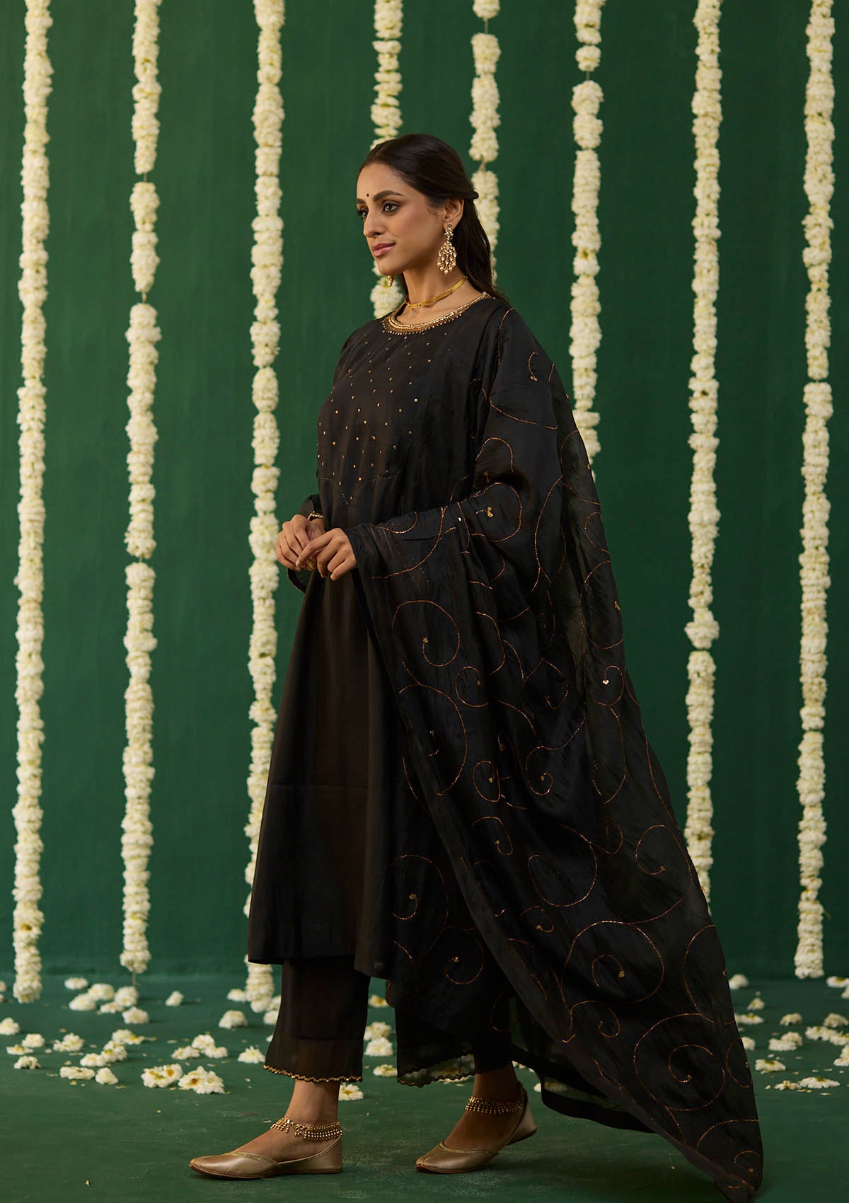 Midnight Black Embroidered Kurta Set