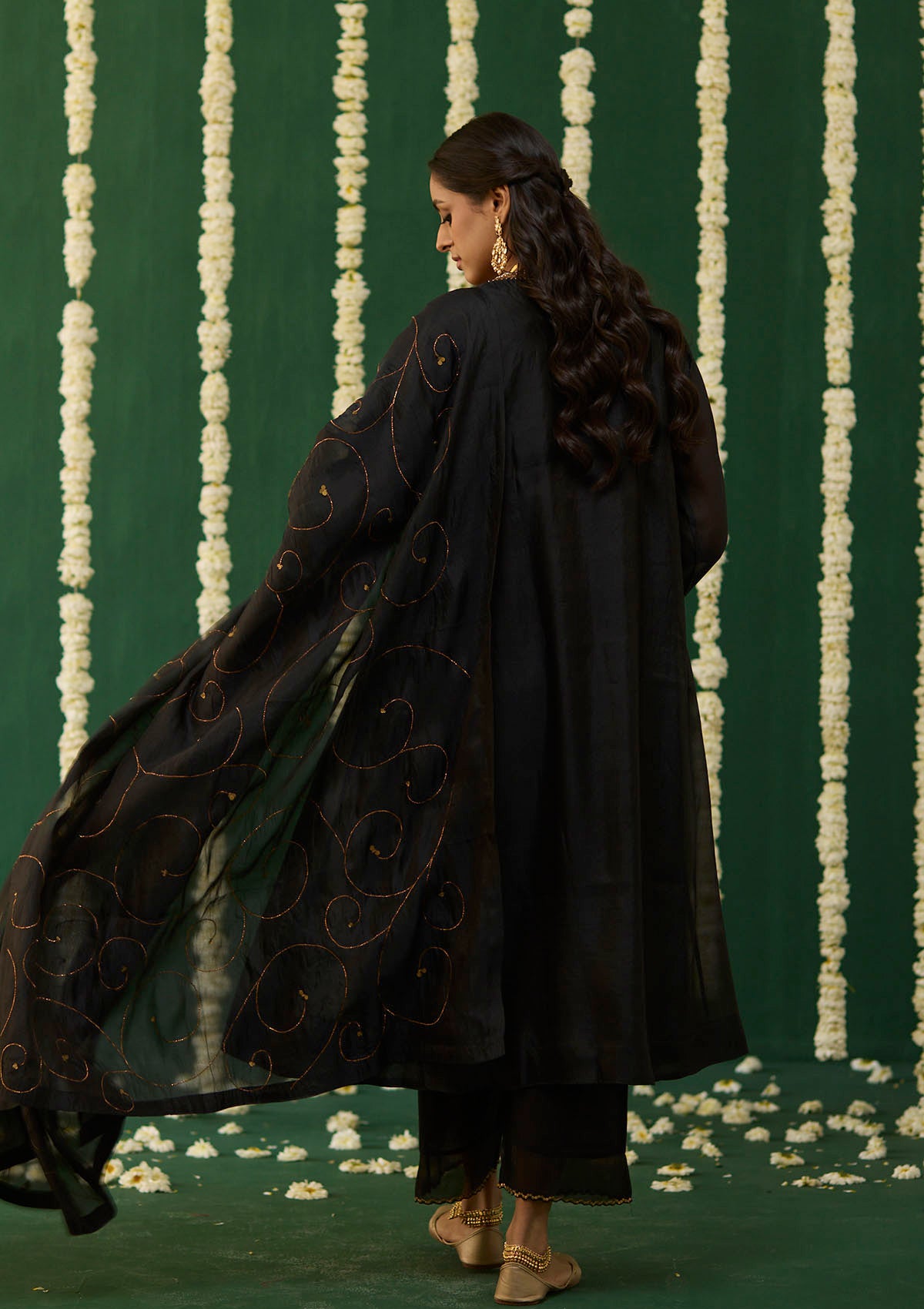 Midnight Black Embroidered Kurta Set