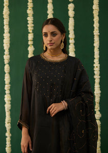 Midnight Black Embroidered Kurta Set