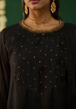 Load image into Gallery viewer, Midnight Black Embroidered Kurta Set
