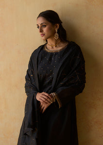 Midnight Black Embroidered Kurta Set