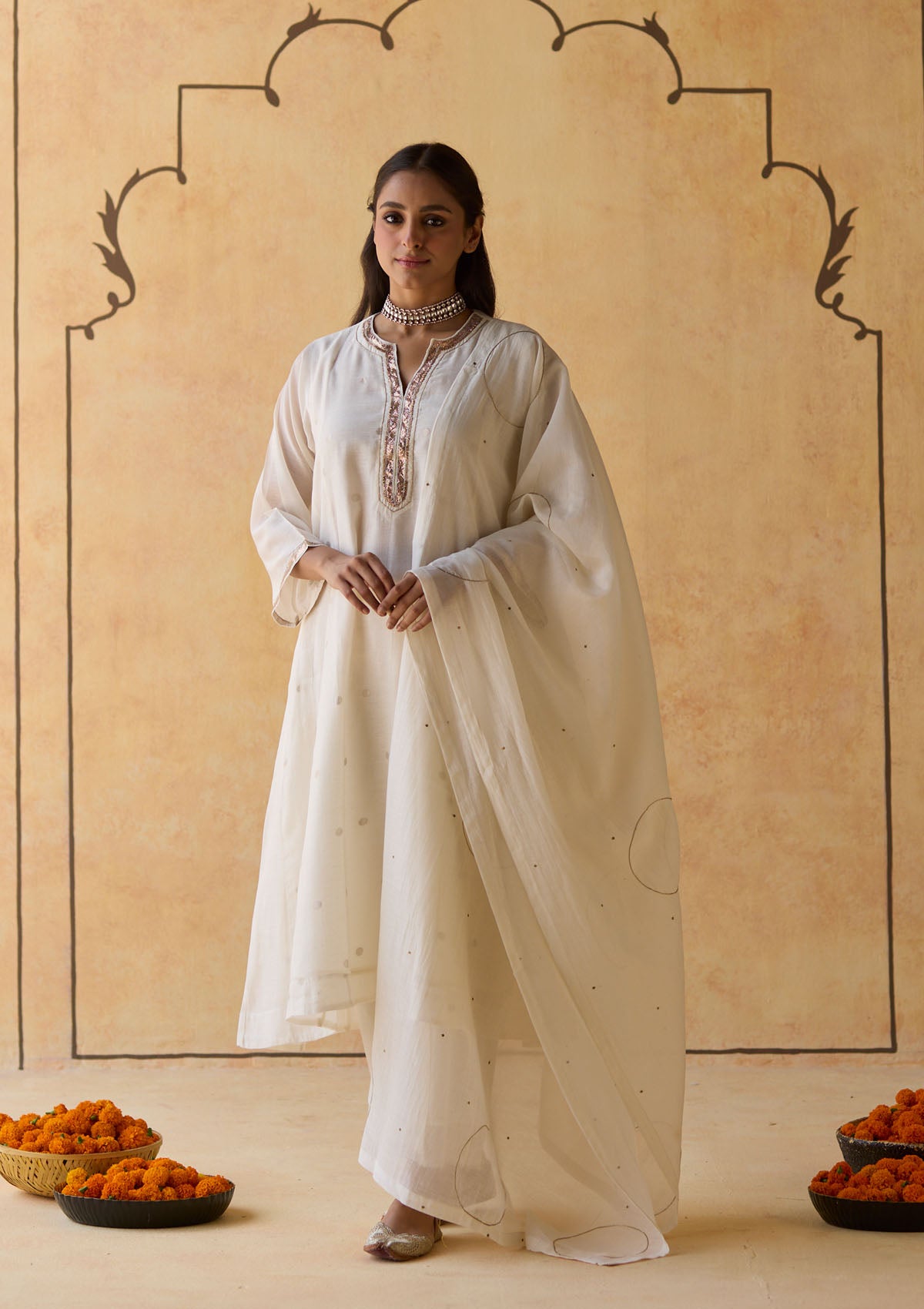 Ivory Gota Kurta Set