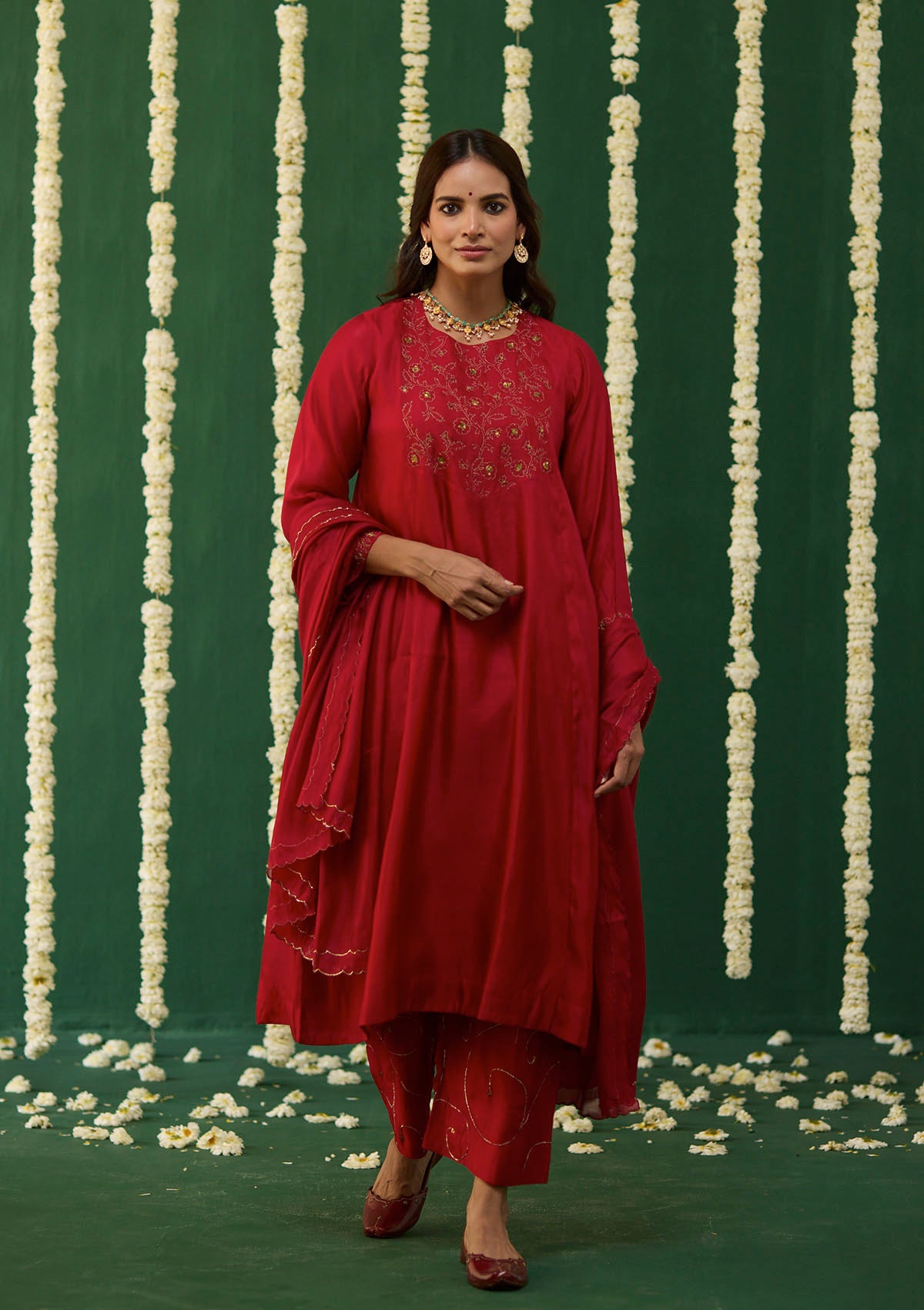 Scarlet Embroidered Kurta Set