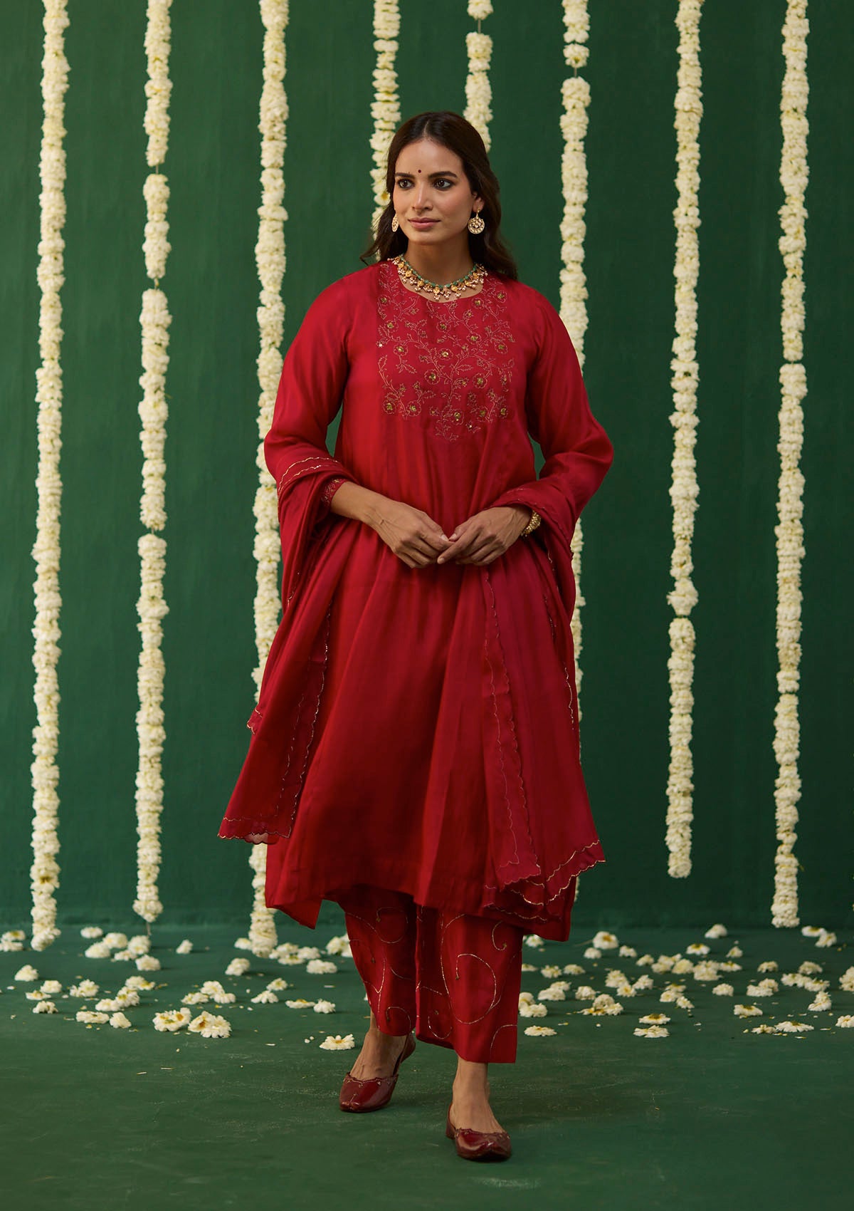 Scarlet Embroidered Kurta Set