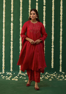 Scarlet Embroidered Kurta Set