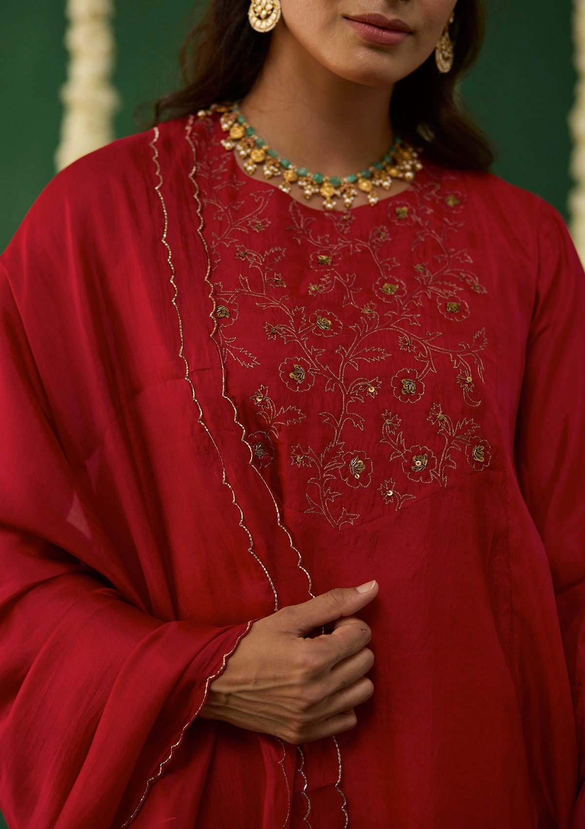 Scarlet Embroidered Kurta Set