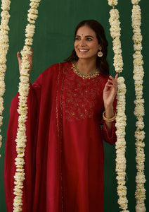 Scarlet Embroidered Kurta Set