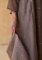 Load image into Gallery viewer, Slate Silver Woven Dots Kurta Set
