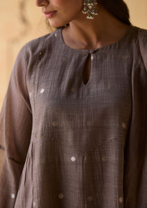 Slate Silver Woven Dots Kurta Set