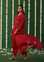 Load image into Gallery viewer, Scarlet Embroidered Yoke Kurta Set
