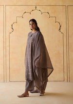 Load image into Gallery viewer, Slate Silver Woven Dots Kurta Set
