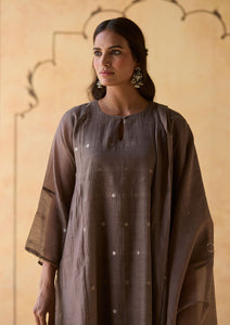 Slate Silver Woven Dots Kurta Set