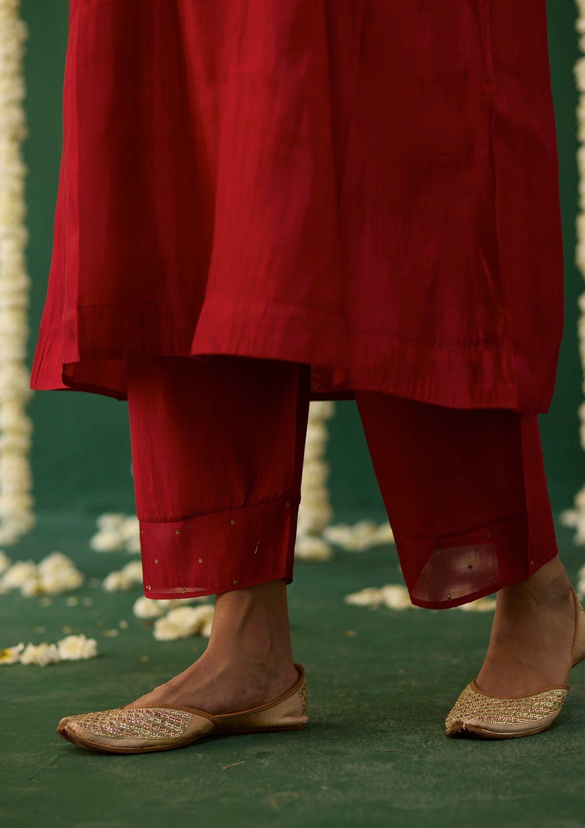 Scarlet Embroidered Yoke Kurta Set