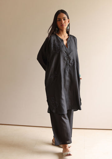 Black Embroidered Co-ord Set