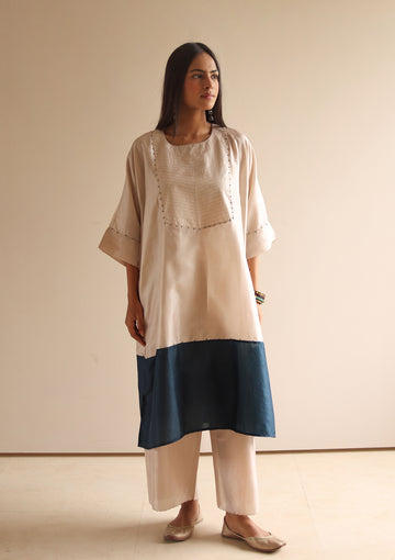 Slate and Midnight Blue Colourblock Kurta Set