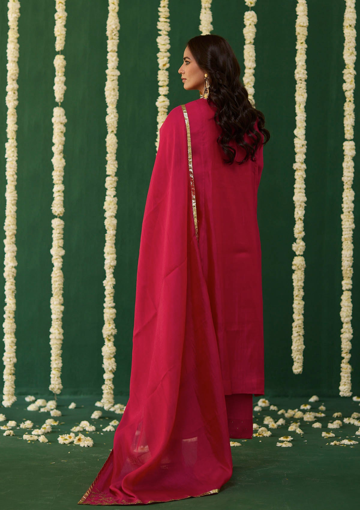 Fuchsia Embroidered Yoke Kurta Set