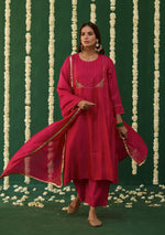 Load image into Gallery viewer, Fuchsia Embroidered Yoke Kurta Set
