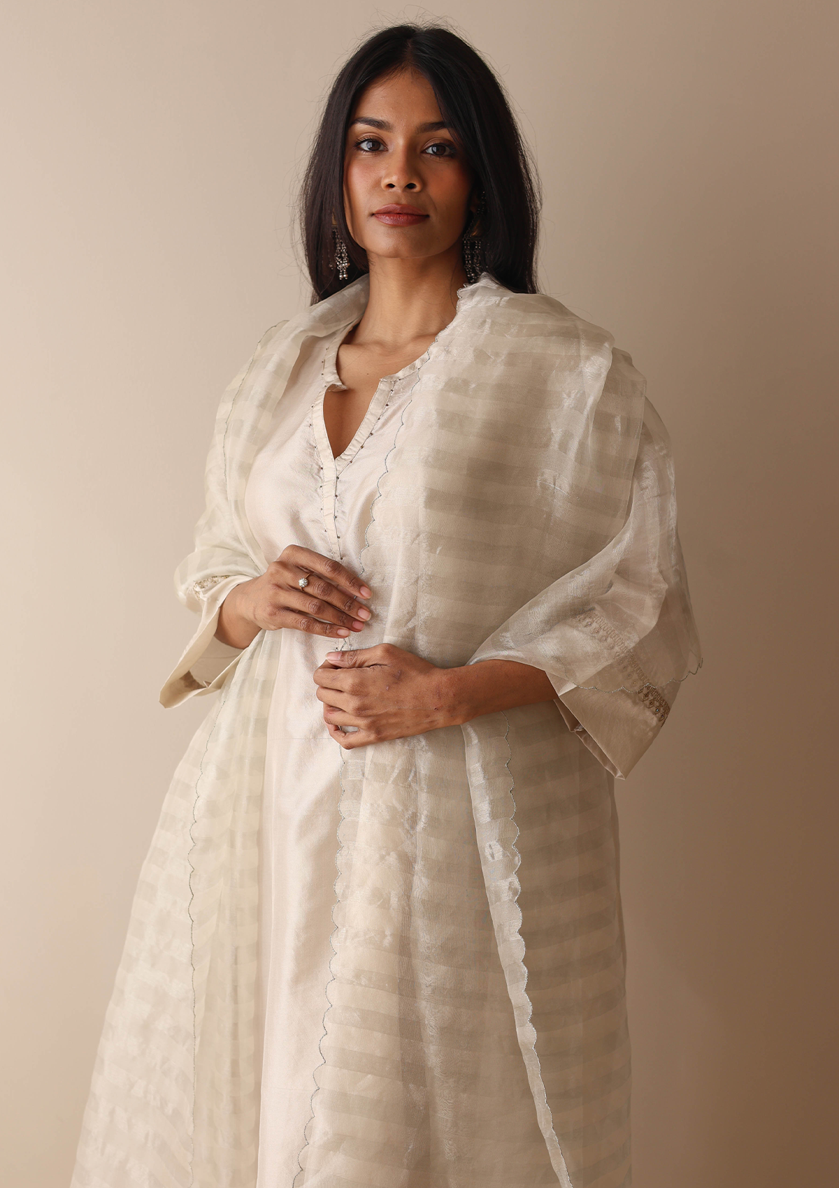 Ivory Zari Dupatta