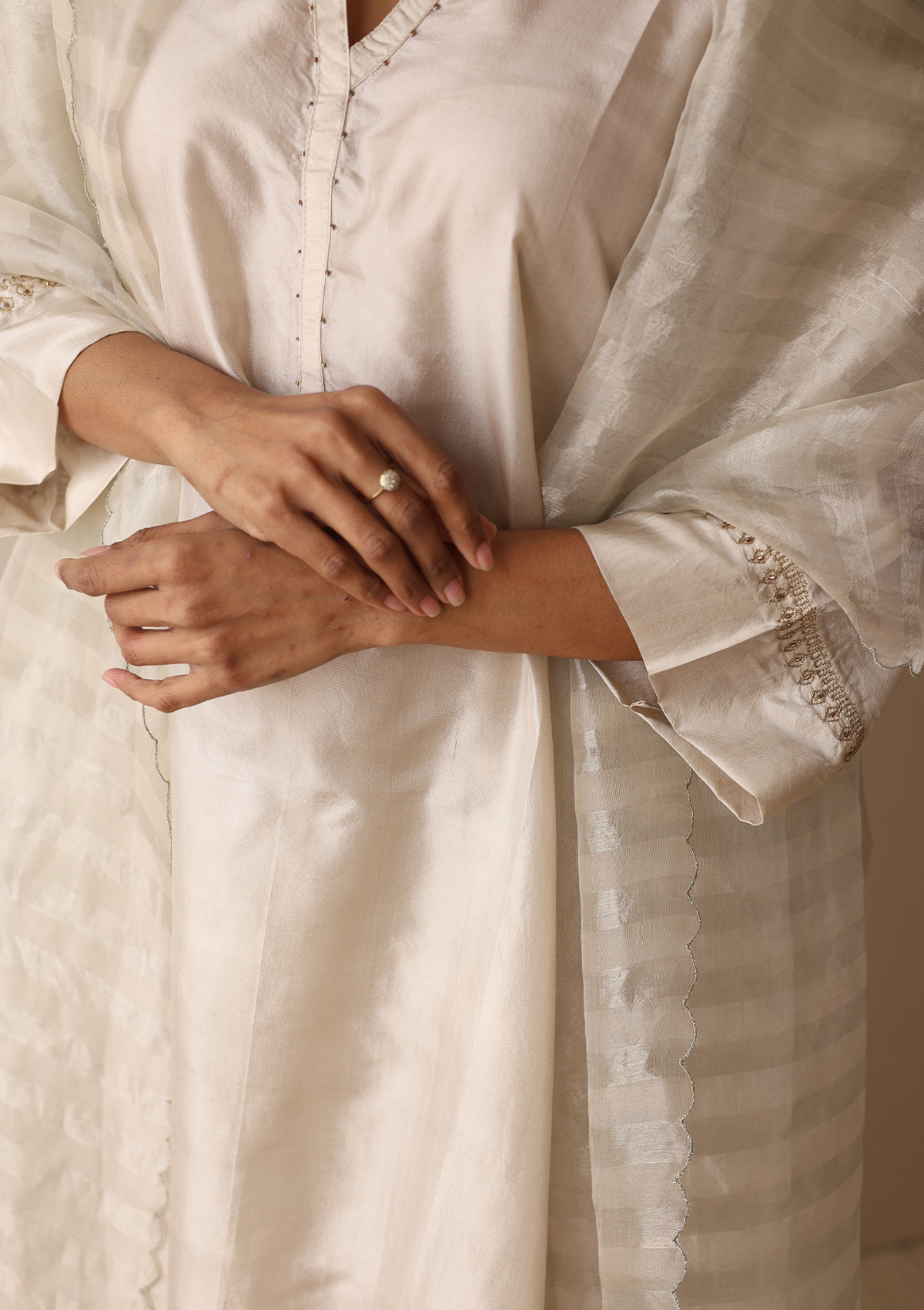 Ivory Zari Dupatta