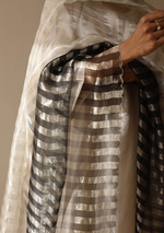 Load image into Gallery viewer, Ivory &amp; Midnight Black Colourblock Zari Dupatta
