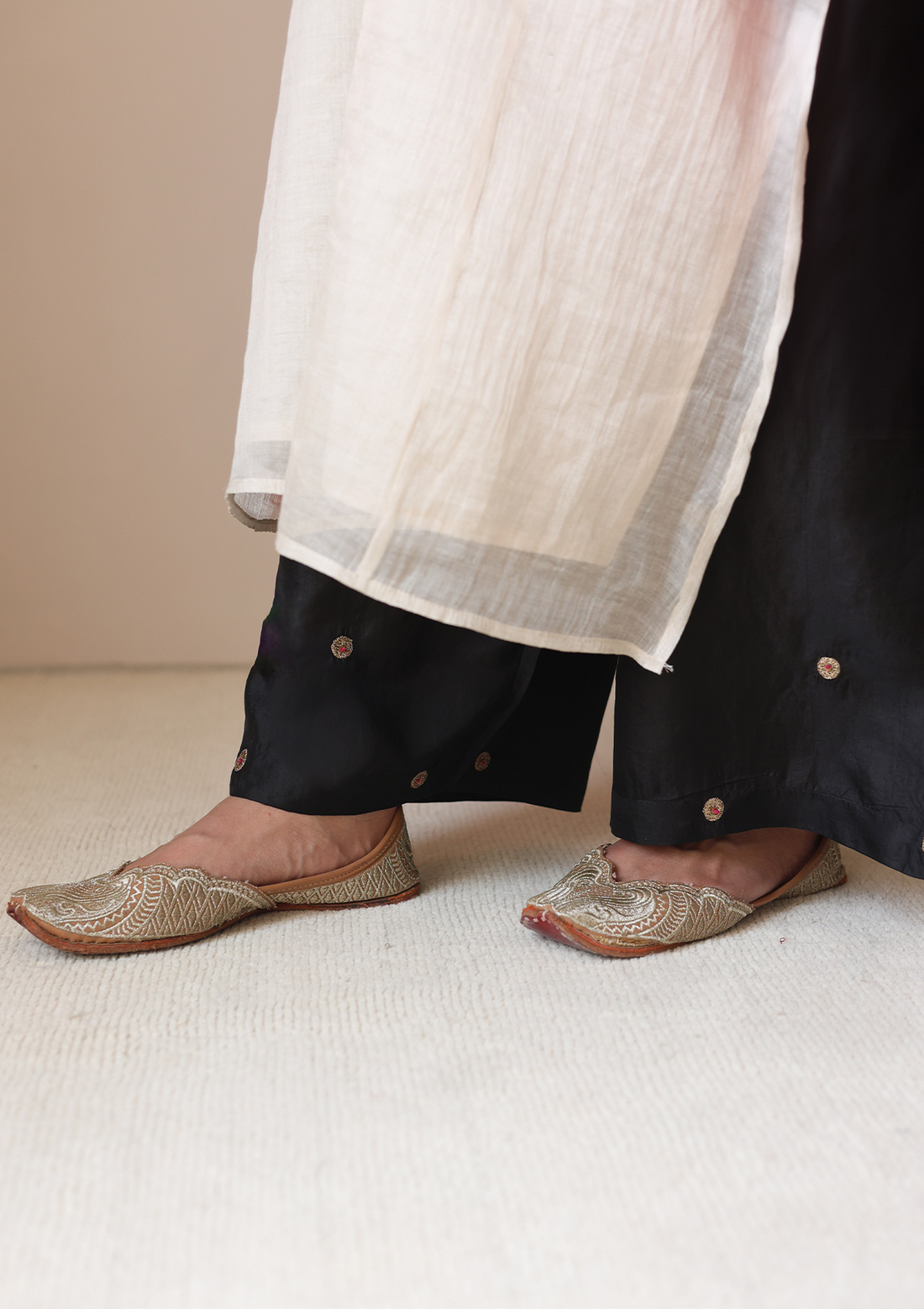Midnight Black Embroidered Farshi