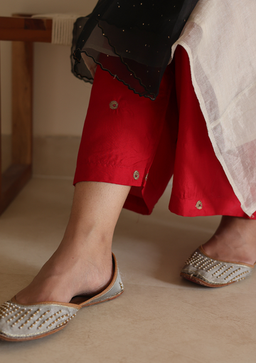 Scarlet Embroidered Farshi