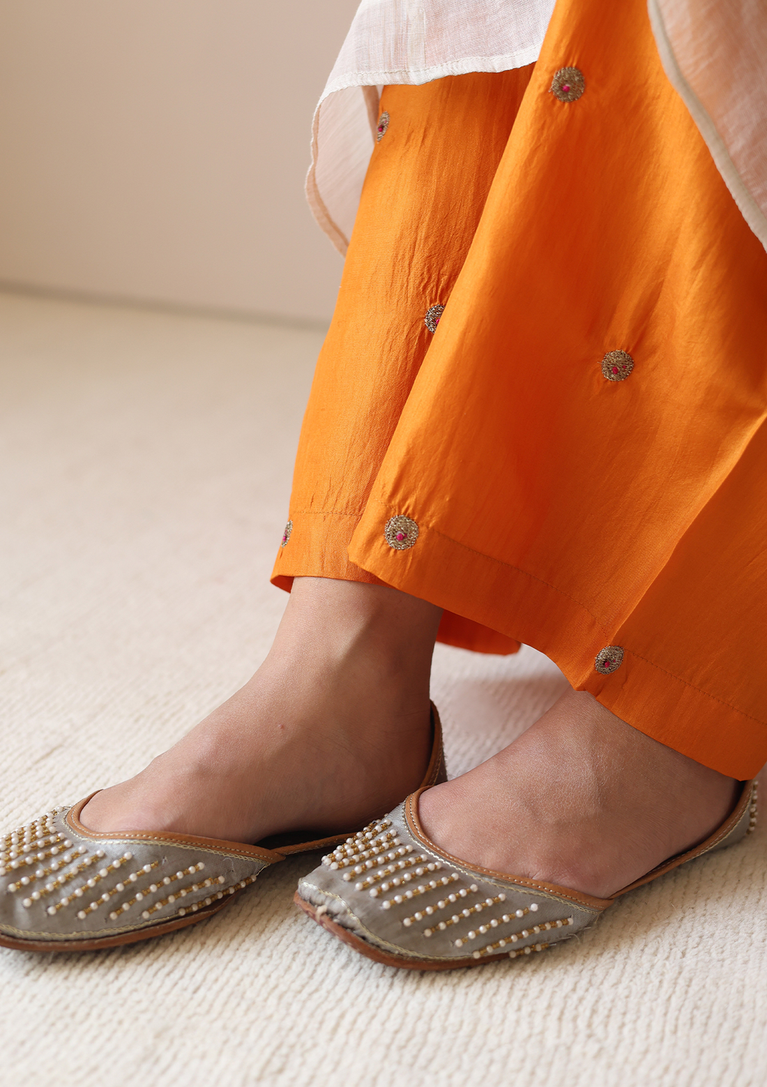 Saffron Embroidered Farshi