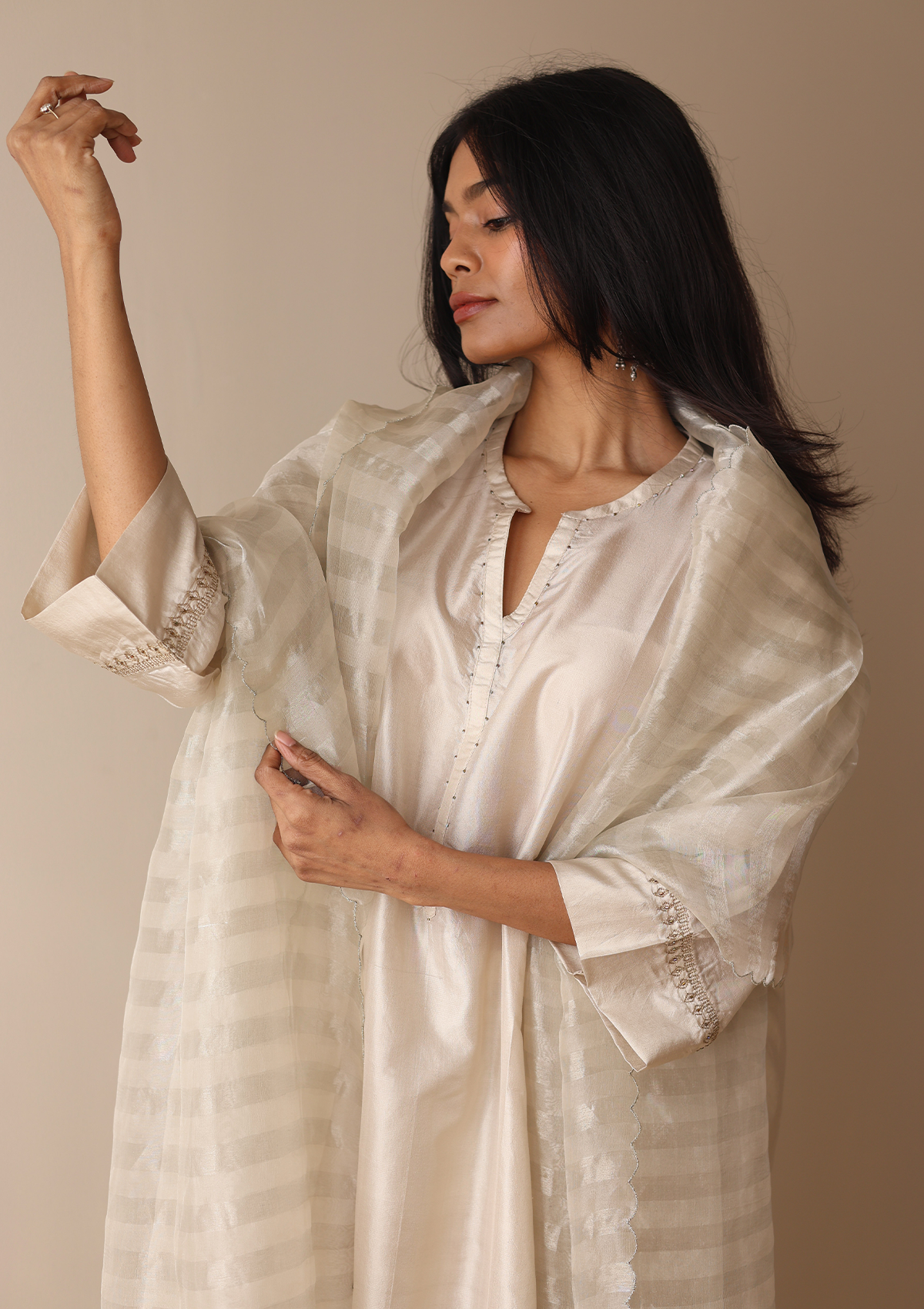 Ivory Zari Dupatta