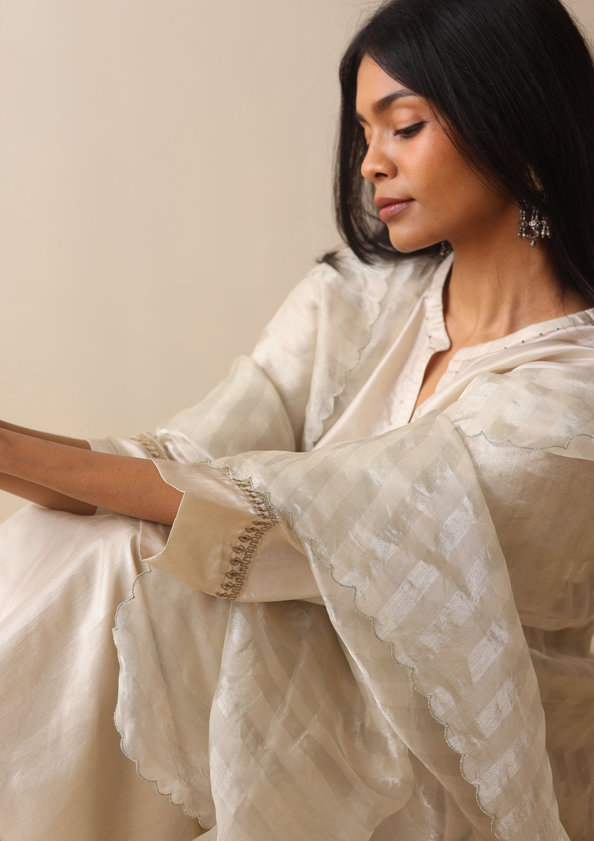 Ivory Zari Dupatta