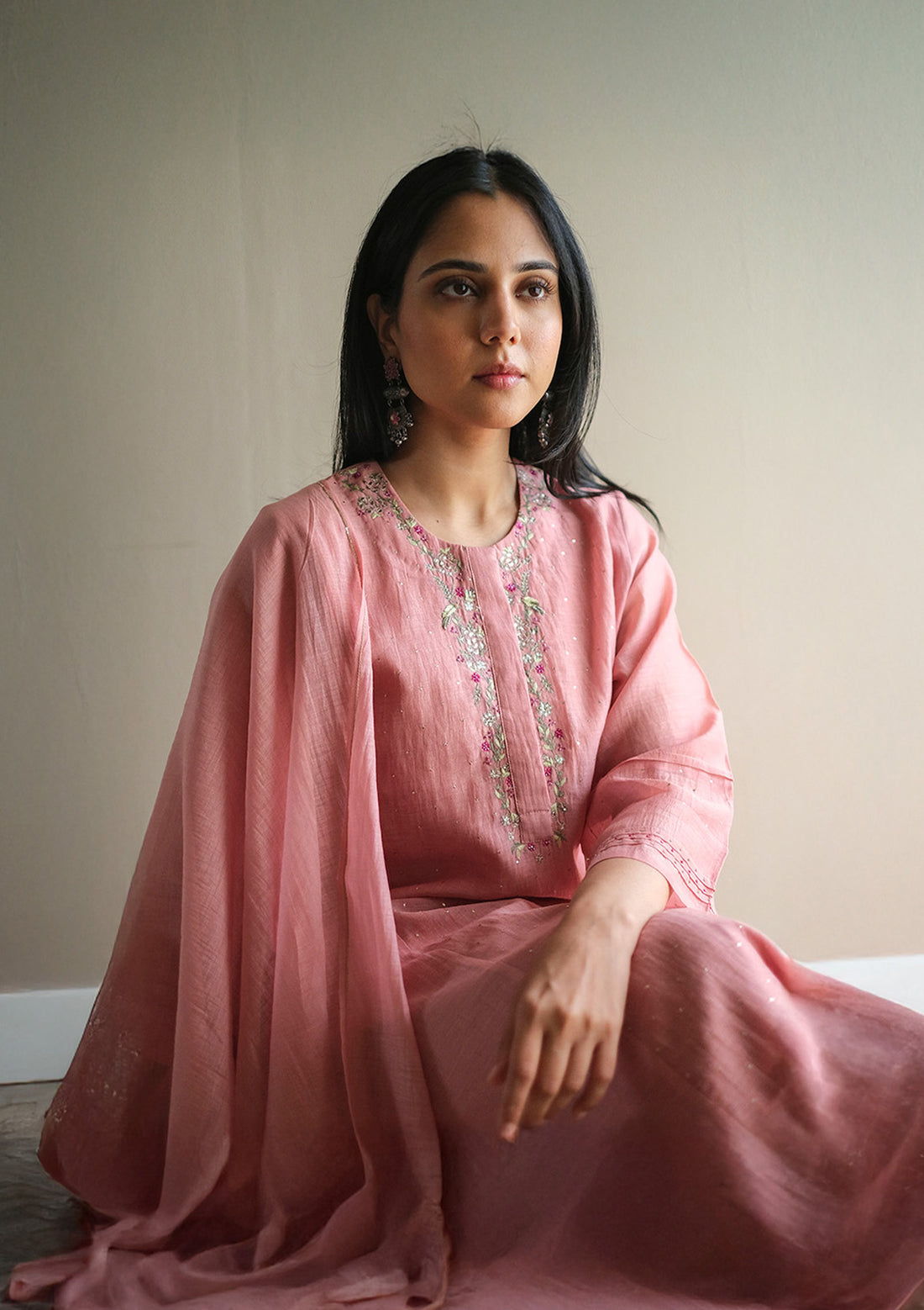 Blush Pink Embroidered Kurta Set