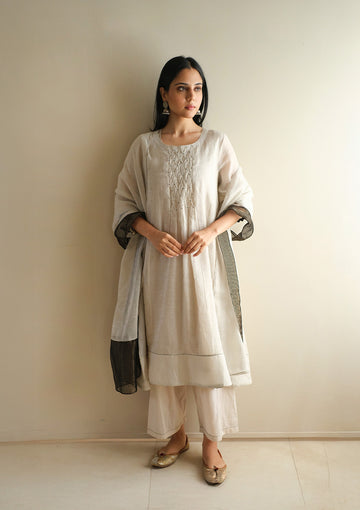 Ivory Smocked Kurta Set