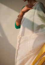 Load image into Gallery viewer, Ivory and Canary Colourblock Saree
