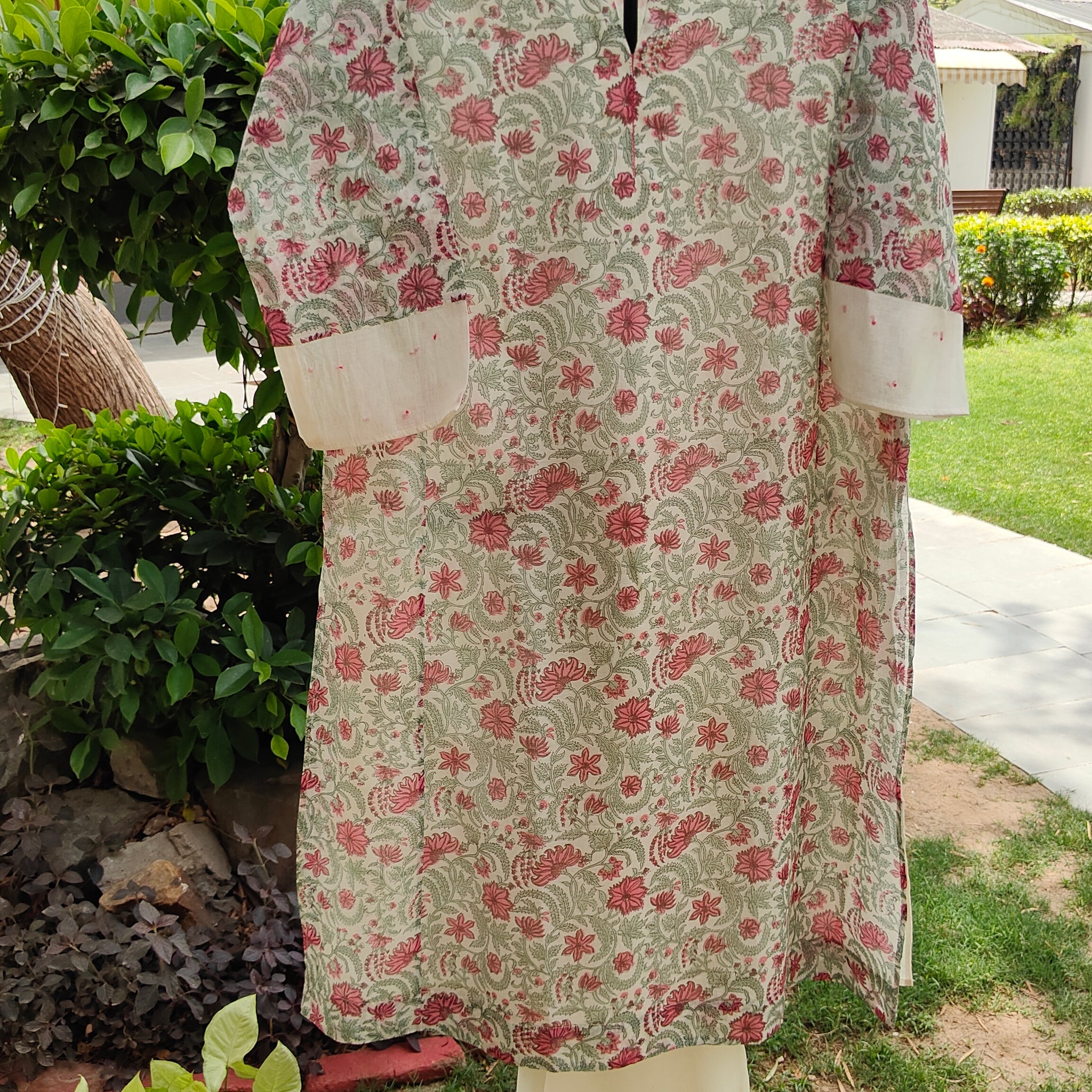 Sky & Pink Sanganeri Kurta Set