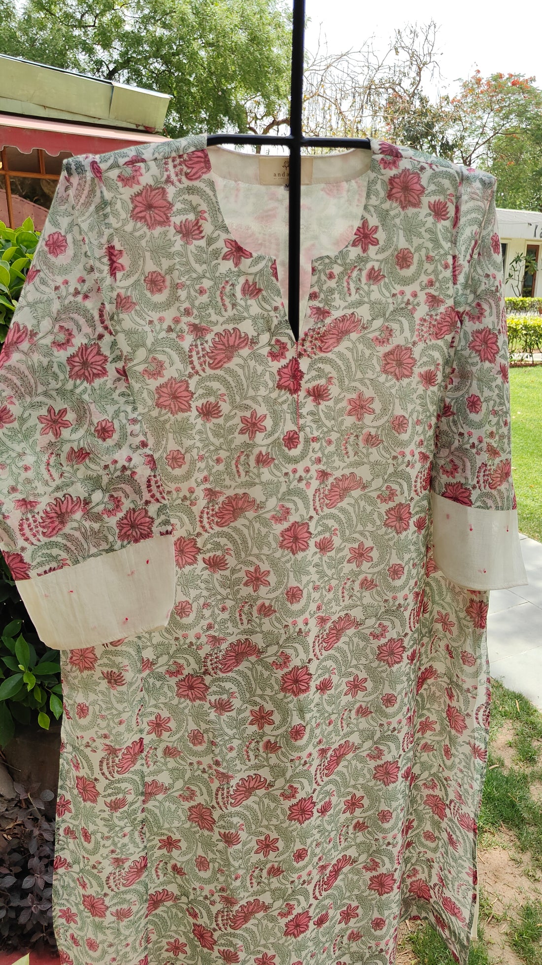 Sky & Pink Sanganeri Kurta Set