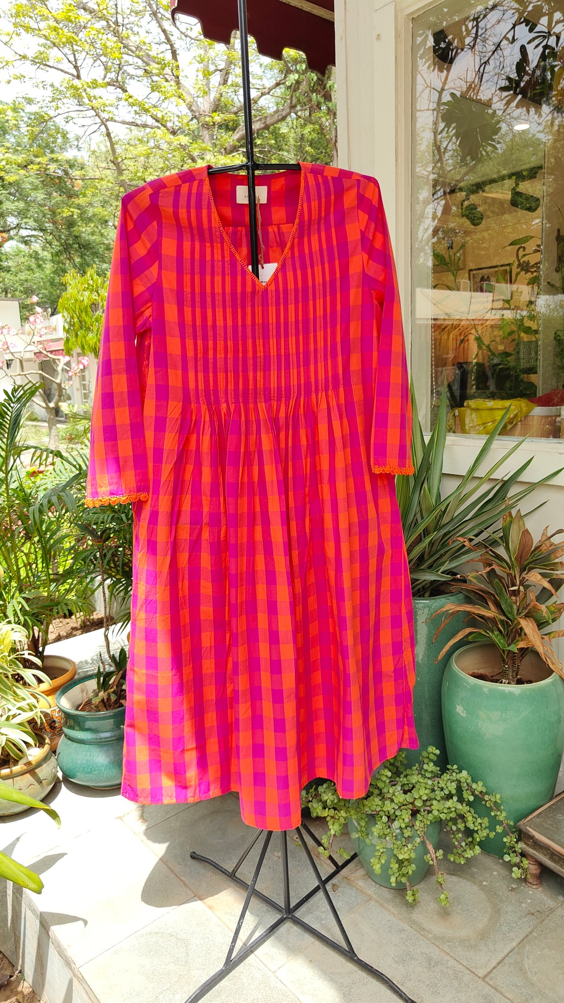 Fuchsia Checkered Dress