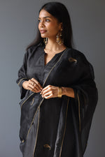 Load image into Gallery viewer, Midnight Black Embroidered Organza Dupatta
