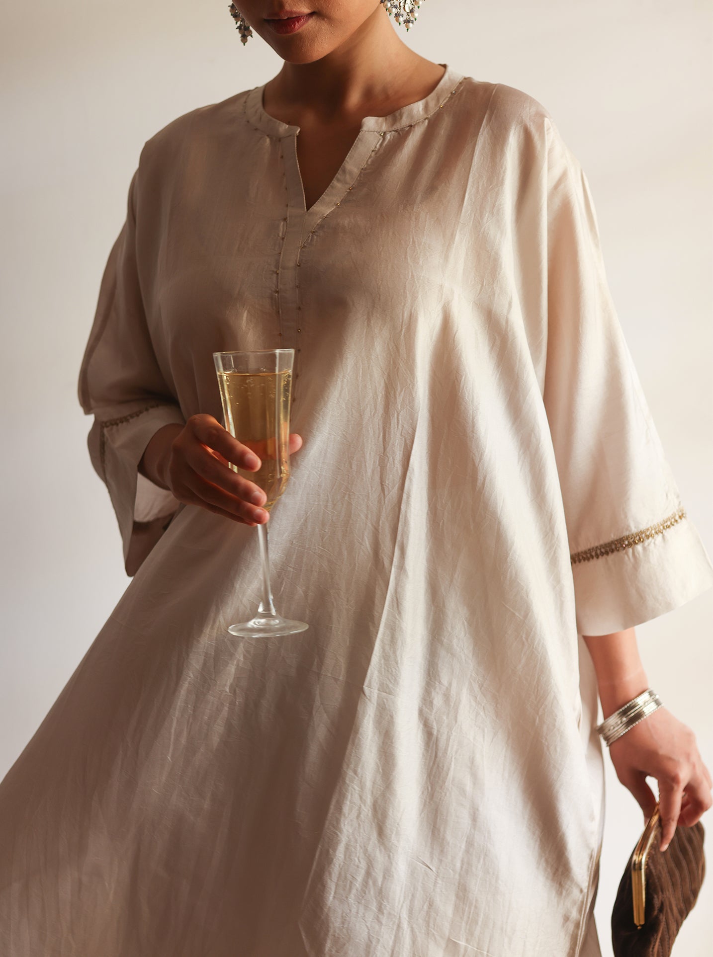 Ivory Silk Kurta Set