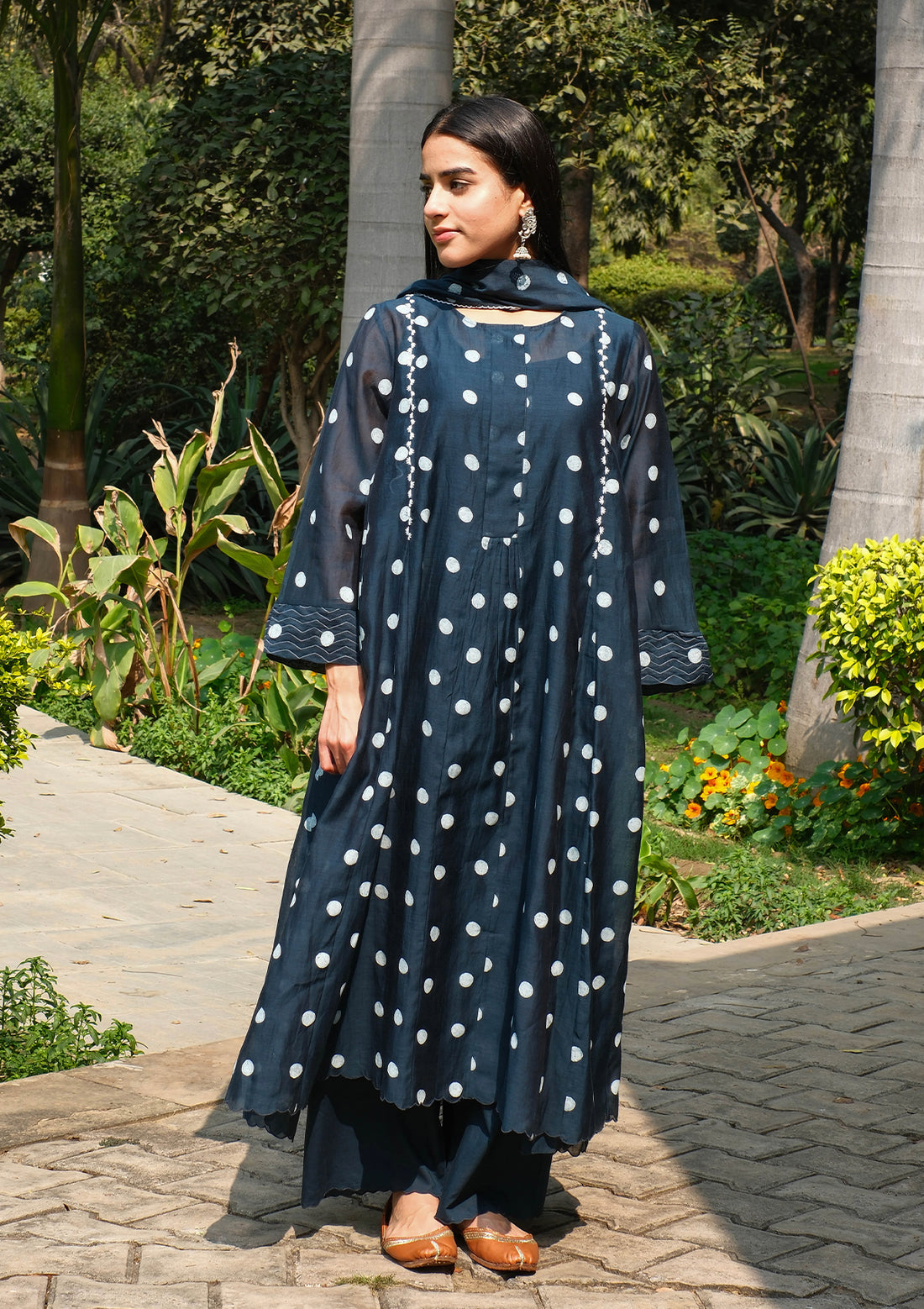 Midnight Blue Polka Dot Kurta Set