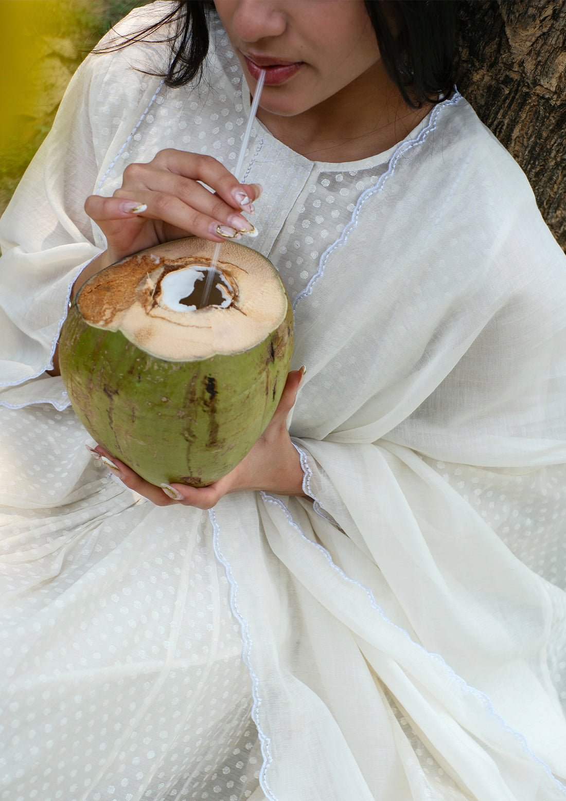 Ivory Polka Dot Kurta Set