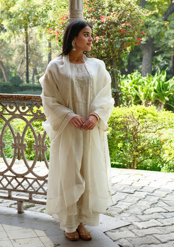 Ivory Embroidered Kurta Set