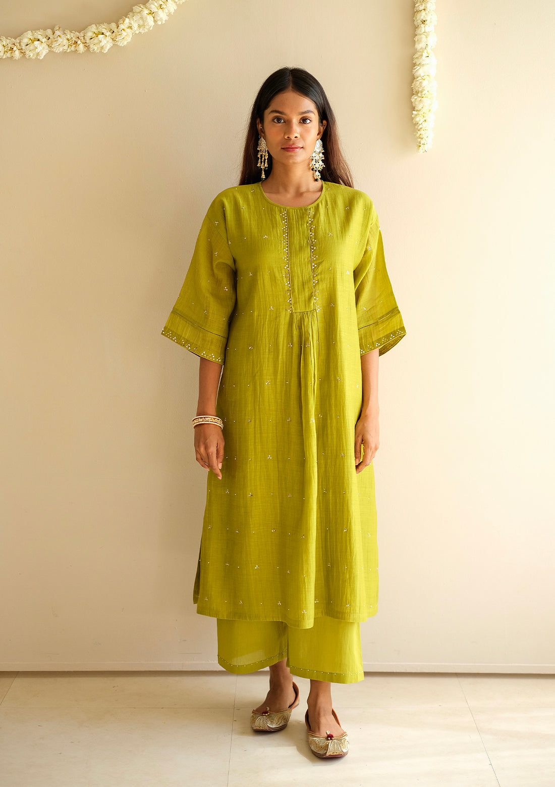 Lime Green Sequins Co-ord Set