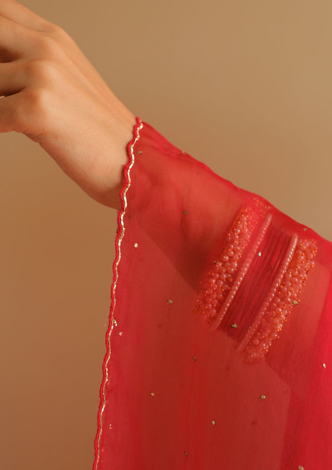 Scarlet Mukaish Organza Dupatta